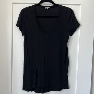 Splendid Black Supima Cotton Scoop Neck Tee
